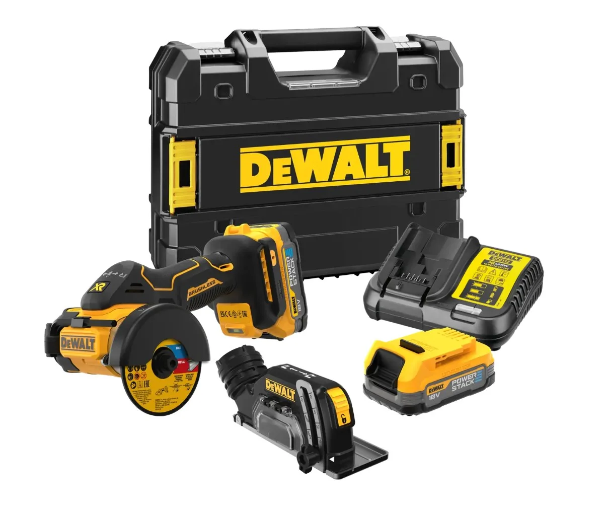 DeWalt aku mini rezač DCS438E2T 18 V — ploča 76 mm, 2 × 1,7 Ah POWERSTACK