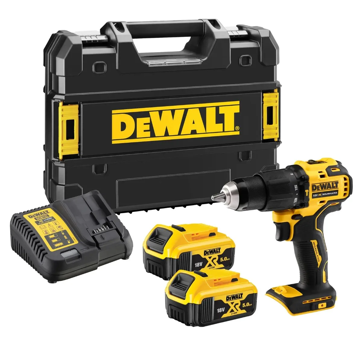 DeWalt aku udarna bušilica-odvijač DCD709P2T 18 V — 65 Nm, 2 × 5,0 Ah