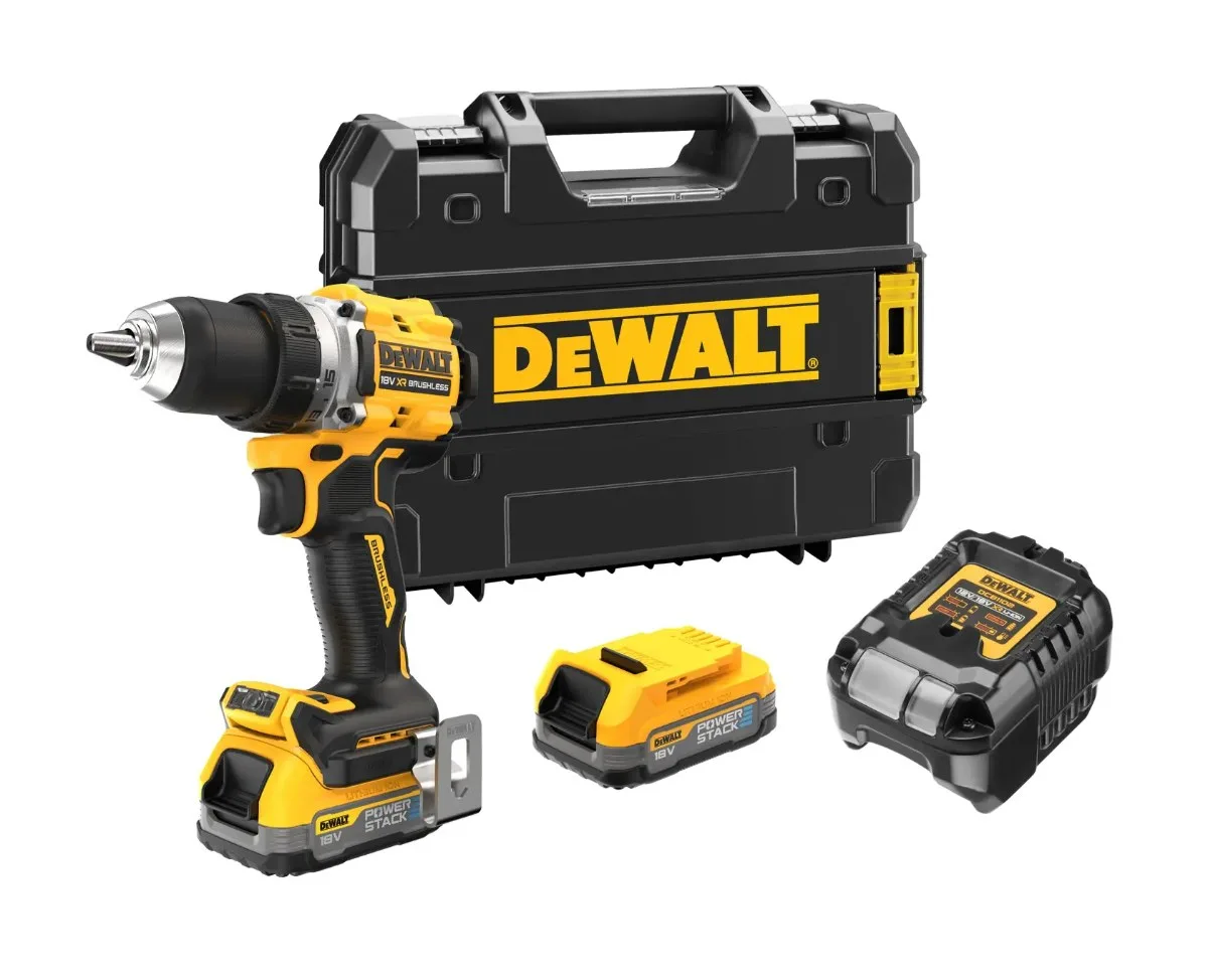 DeWalt aku bušilica-odvijač DCD800E2T 18 V XR — 90 Nm, 2 × 1,7 Ah POWERSTACK, TSTAK
