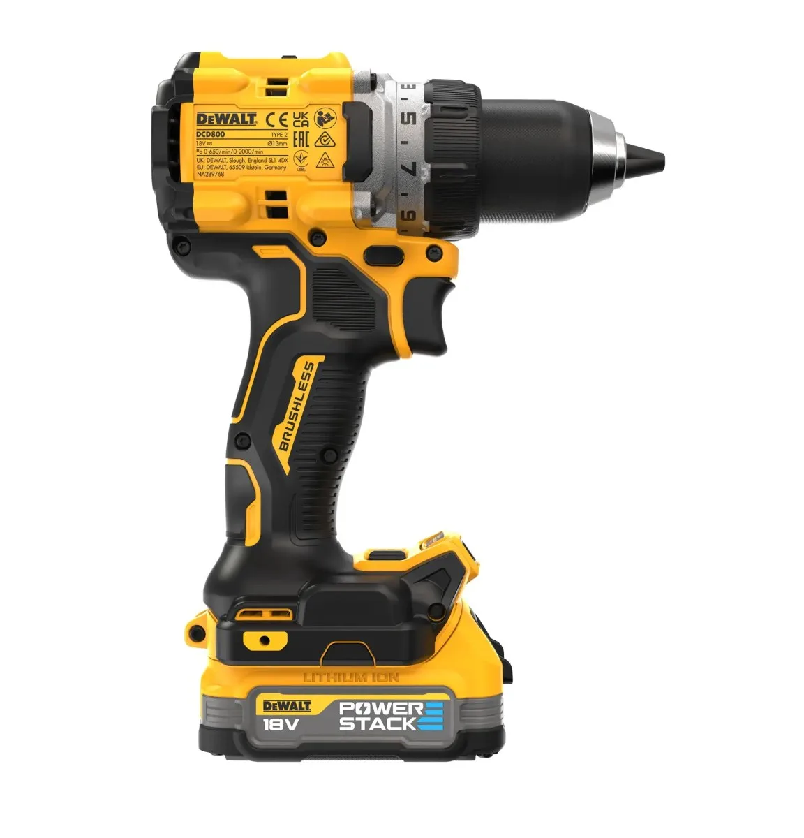 DeWalt aku bušilica-odvijač DCD800E2T 18 V XR — 90 Nm, 2 × 1,7 Ah POWERSTACK, TSTAK — slika 5 od 5