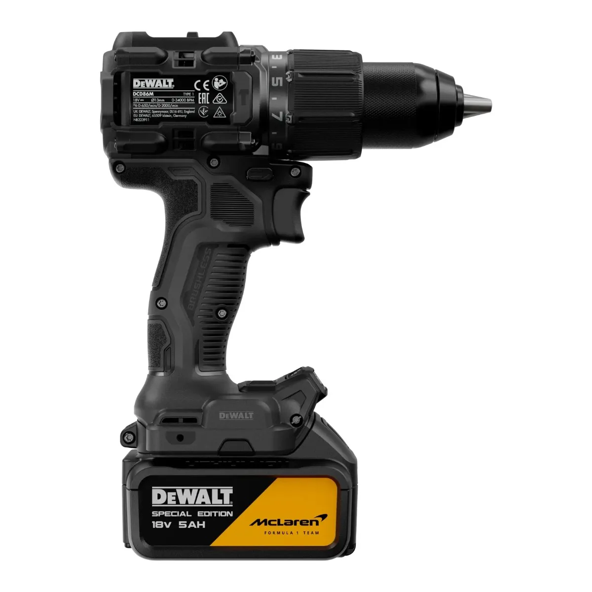 DeWalt x McLaren aku udarna bušilica-odvijač DCD86MP1T 18 V — 90 Nm, 1 × 5,0 Ah, TSTAK — slika 5 od 5