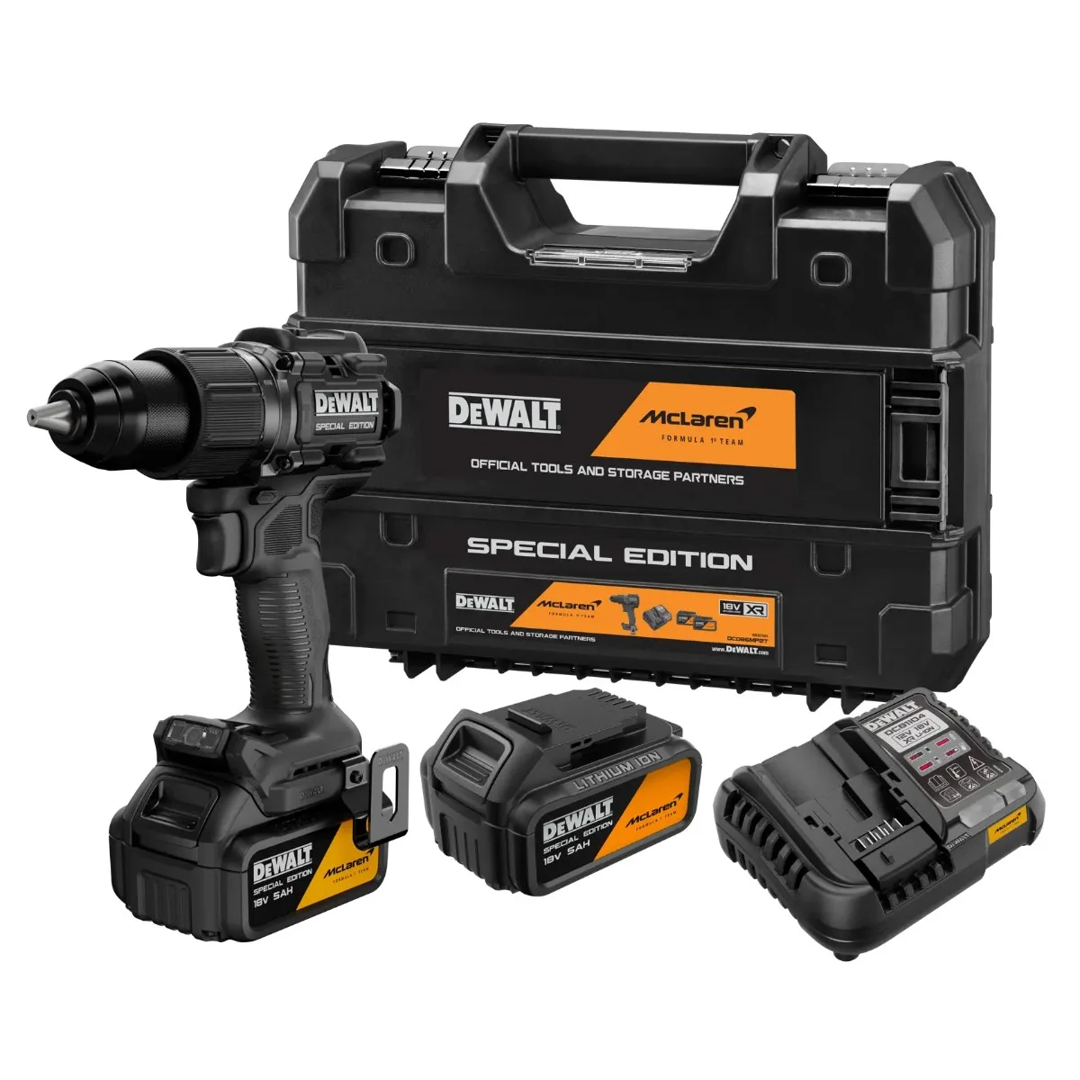 DeWalt x McLaren aku udarna bušilica-odvijač DCD86MP2T 18 V — 90 Nm, 2 × 5,0 Ah, TSTAK