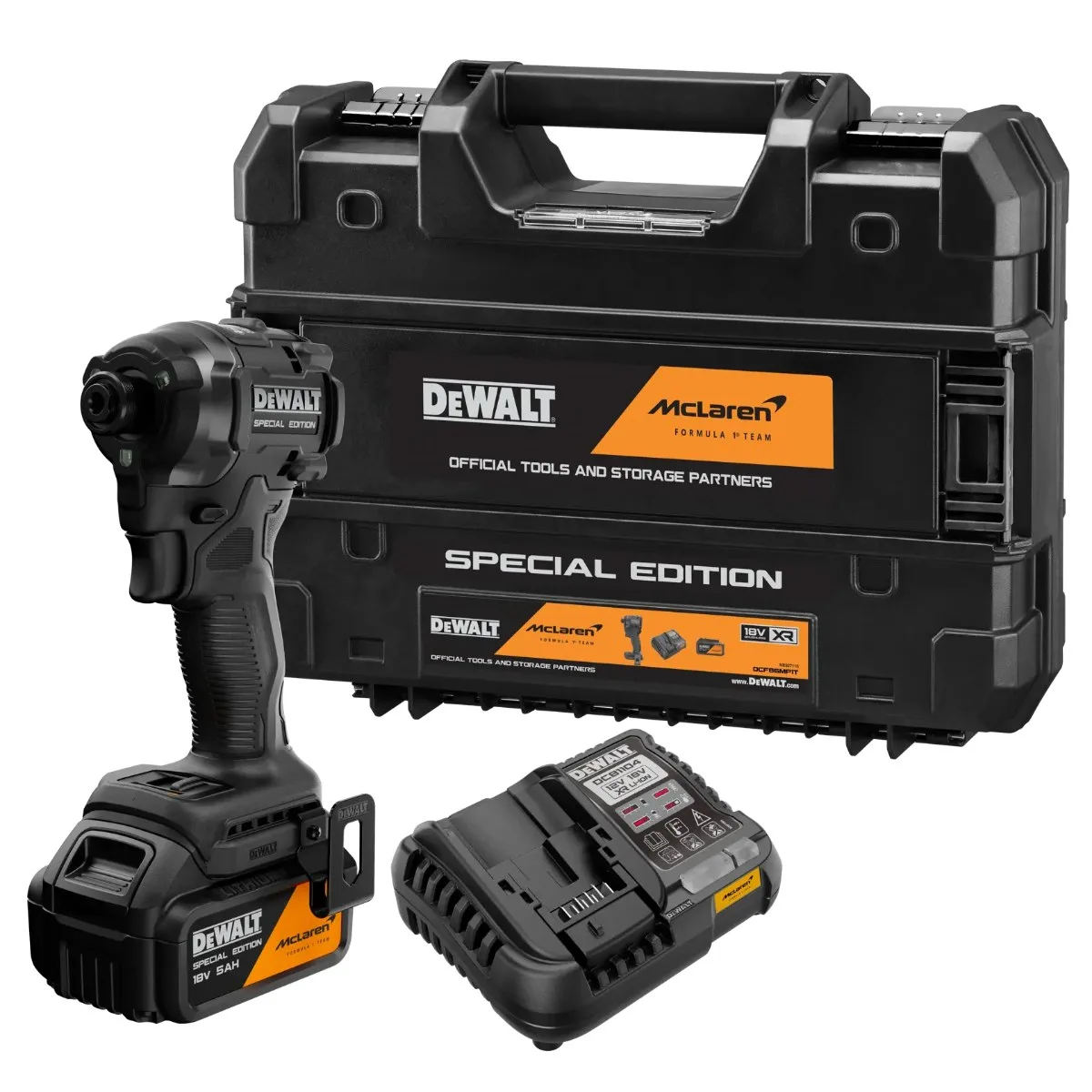DeWalt x McLaren aku udarni odvijač DCF86MP1T 18 V — 1/4", 206 Nm, 1 × 5,0 Ah, TSTAK