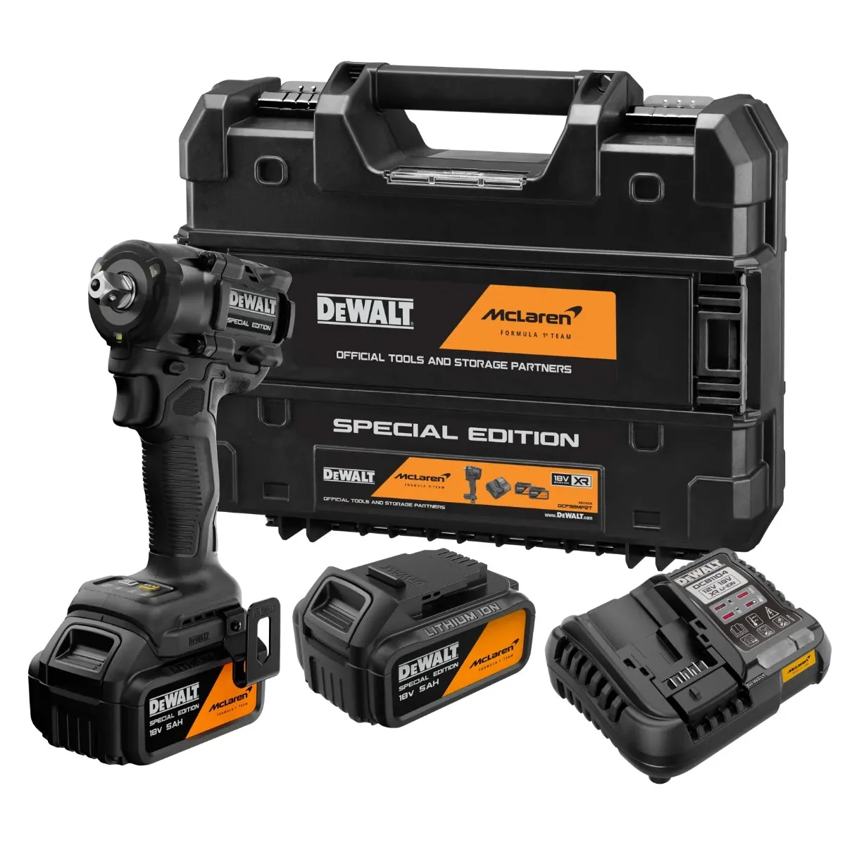 DeWalt x McLaren aku udarni ključ DCF92MP2T 18 V — 1/2", 406/610 Nm, 2 × 5,0 Ah
