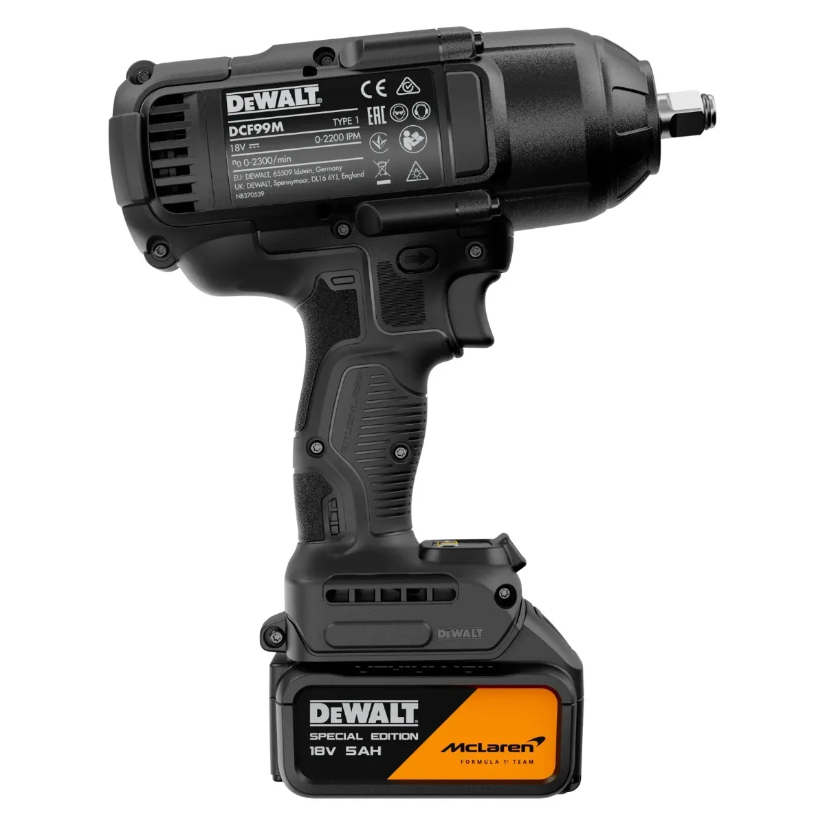 DeWalt x McLaren aku udarni ključ DCF99MP2T 18 V — 1/2", 1355/1898 Nm, 2 × 5,0 Ah — slika 5 od 6