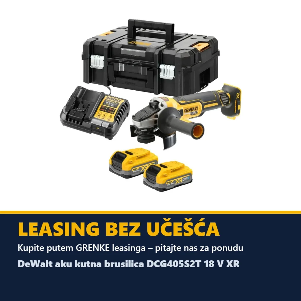 DeWalt aku kutna brusilica DCG405S2T 18 V XR — 125 mm, 2 × 3,5 Ah POWERSTACK, TSTAK — slika 2 od 2