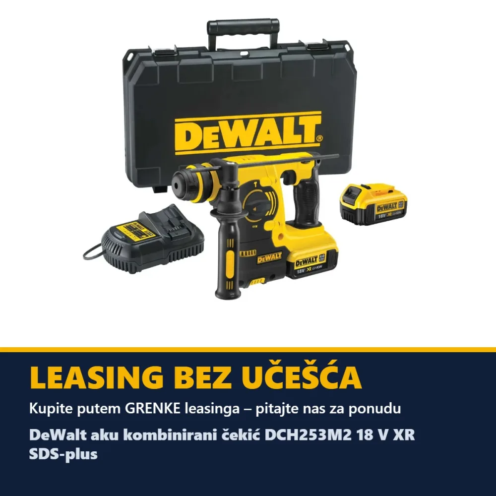 DeWalt aku kombinirani čekić DCH253M2 18 V XR SDS-plus — 2,1 J, 2 × 4,0 Ah, kovčeg — slika 5 od 5