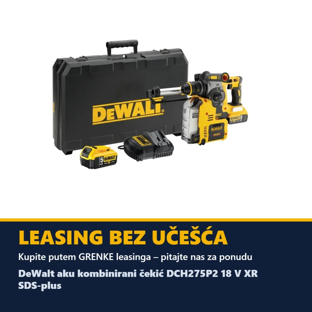 DeWalt aku kombinirani čekić DCH275P2 18 V XR SDS-plus — 2,1 J, odsis prašine D25303DH, 2 × 5,0 Ah — slika 4 od 4