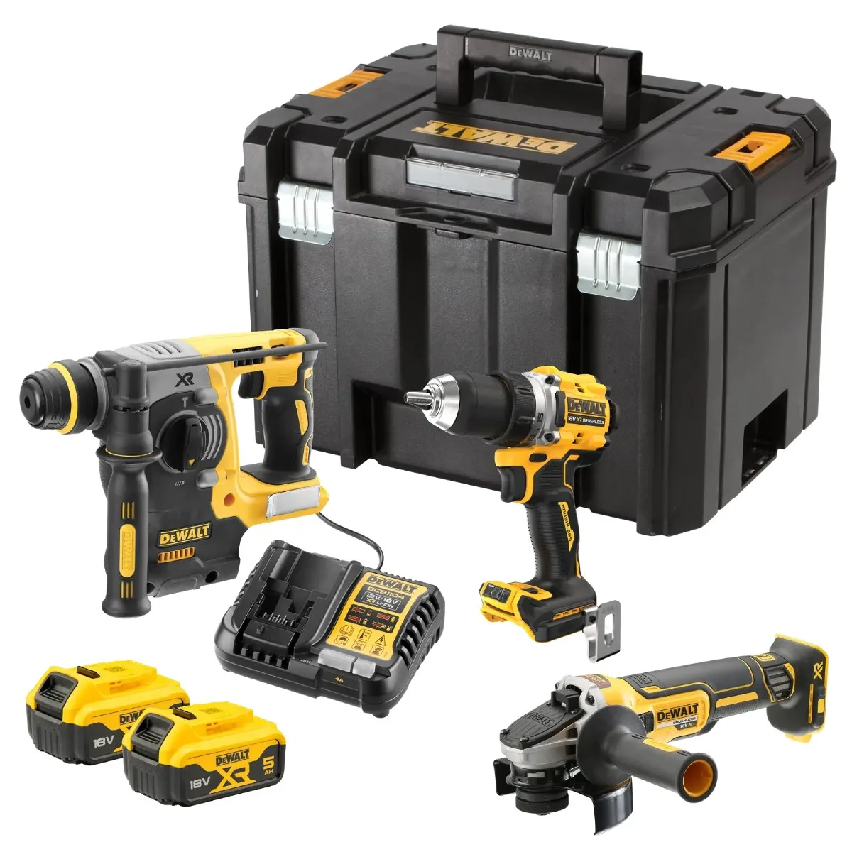 DeWalt aku set DCK330P2T 18 V — DCG405 + DCH273 + DCD800, 2 × 5,0 Ah