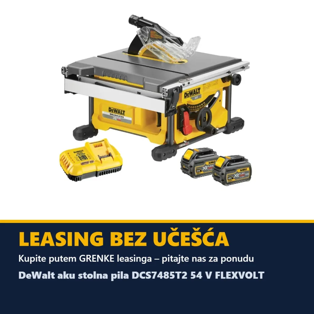 DeWalt aku stolna pila DCS7485T2 54 V FLEXVOLT — 210 mm, širina reza 610 mm, 2 × 6,0 Ah — slika 2 od 2