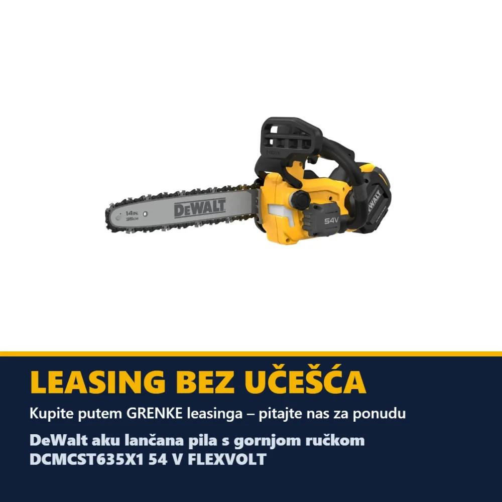DeWalt aku lančana pila s gornjom ručkom DCMCST635X1 54 V FLEXVOLT — 35 cm, 1 × 9,0 Ah — slika 6 od 6