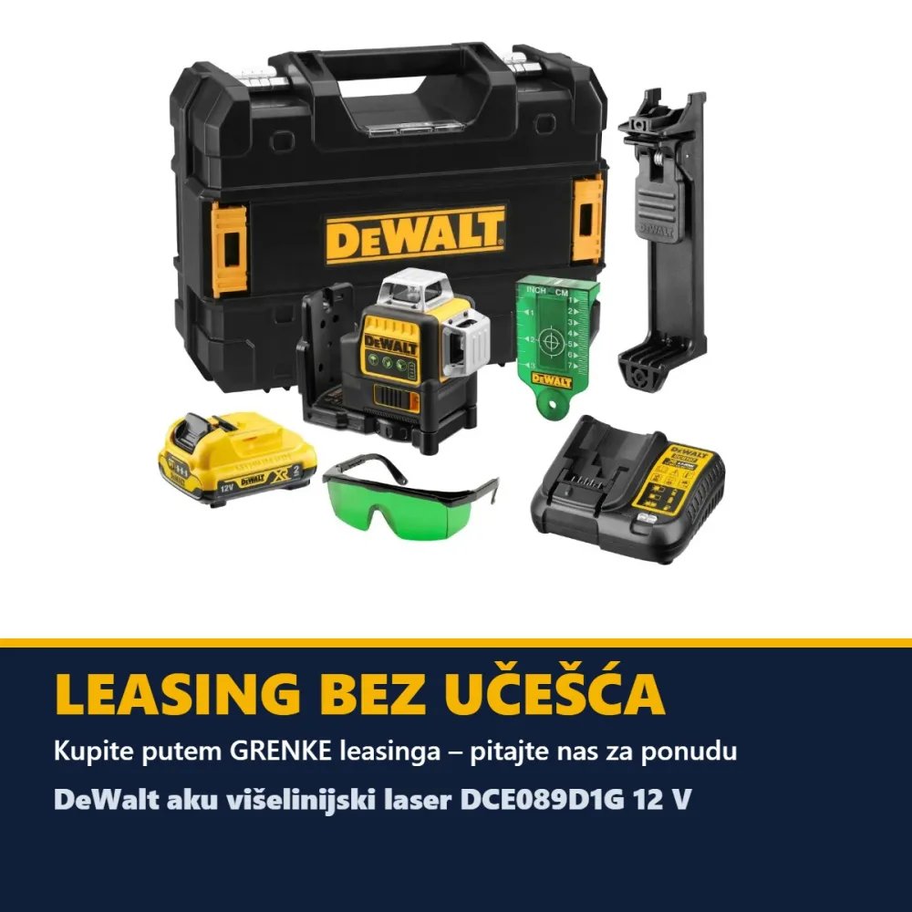 DeWalt aku višelinijski laser DCE089D1G 12 V — 3 × 360°, zelena zraka, 1 × 2,0 Ah — slika 6 od 6