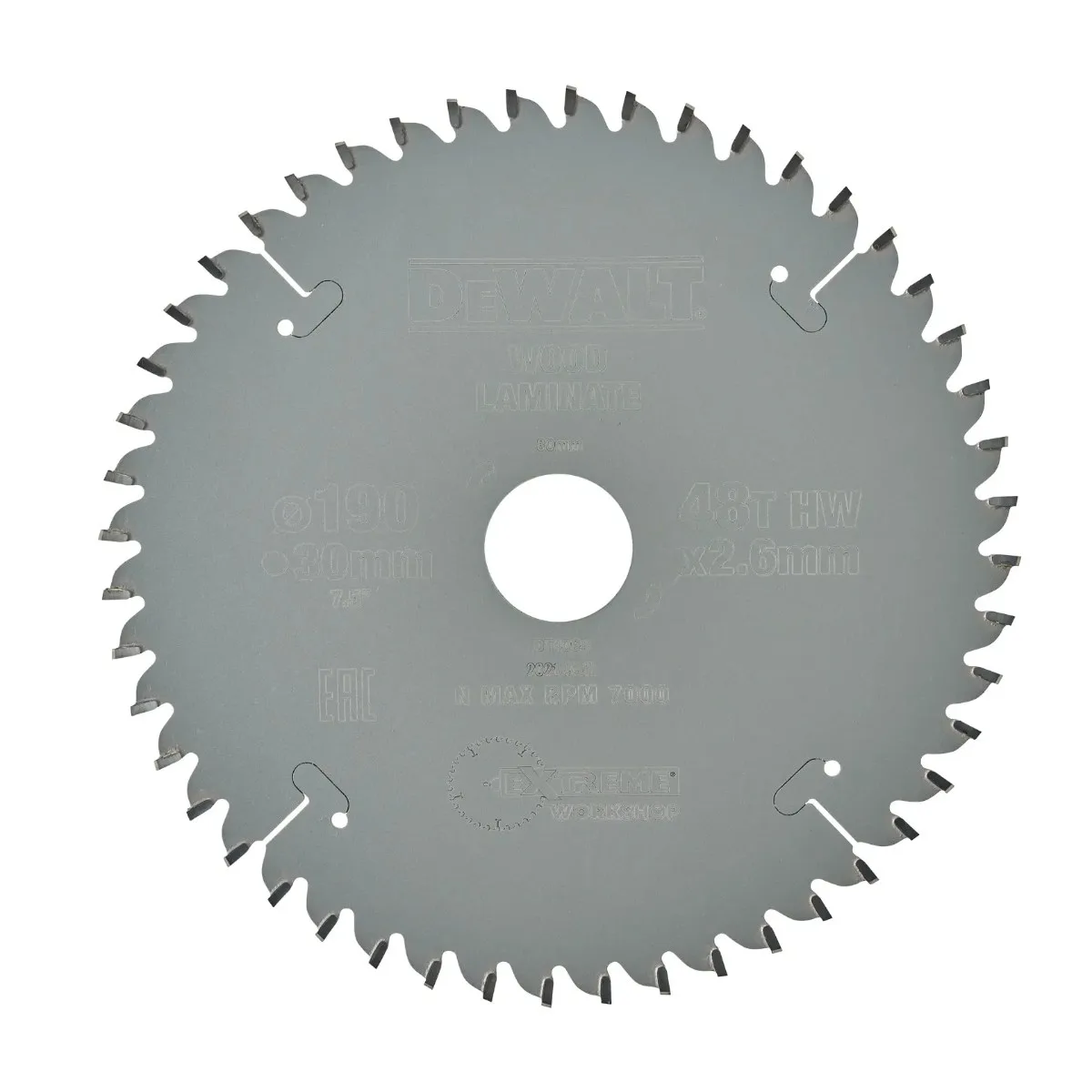 DeWalt list kružne pile DT4094 EXTREME — 190 × 30 mm, 48 zubi, za furnir, aluminij i plastiku na ručnim kružnim pilama