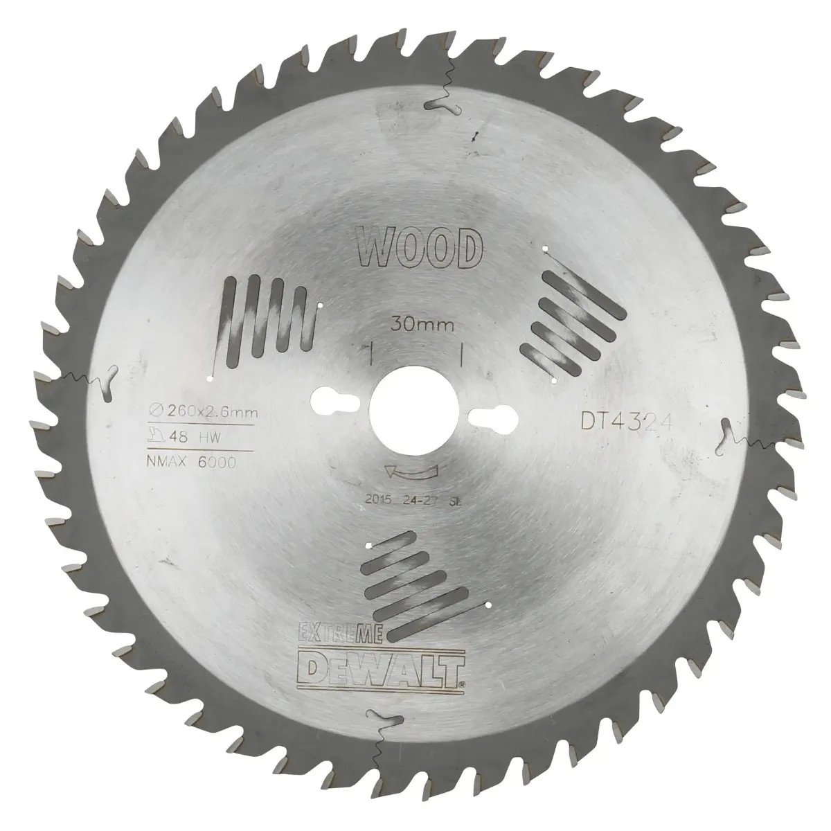 DeWalt list kružne pile DT4324 EXTREME — 260 × 30 mm, 48 zubi, za drvo, univerzalni i poprečni rezovi — slika 2 od 3