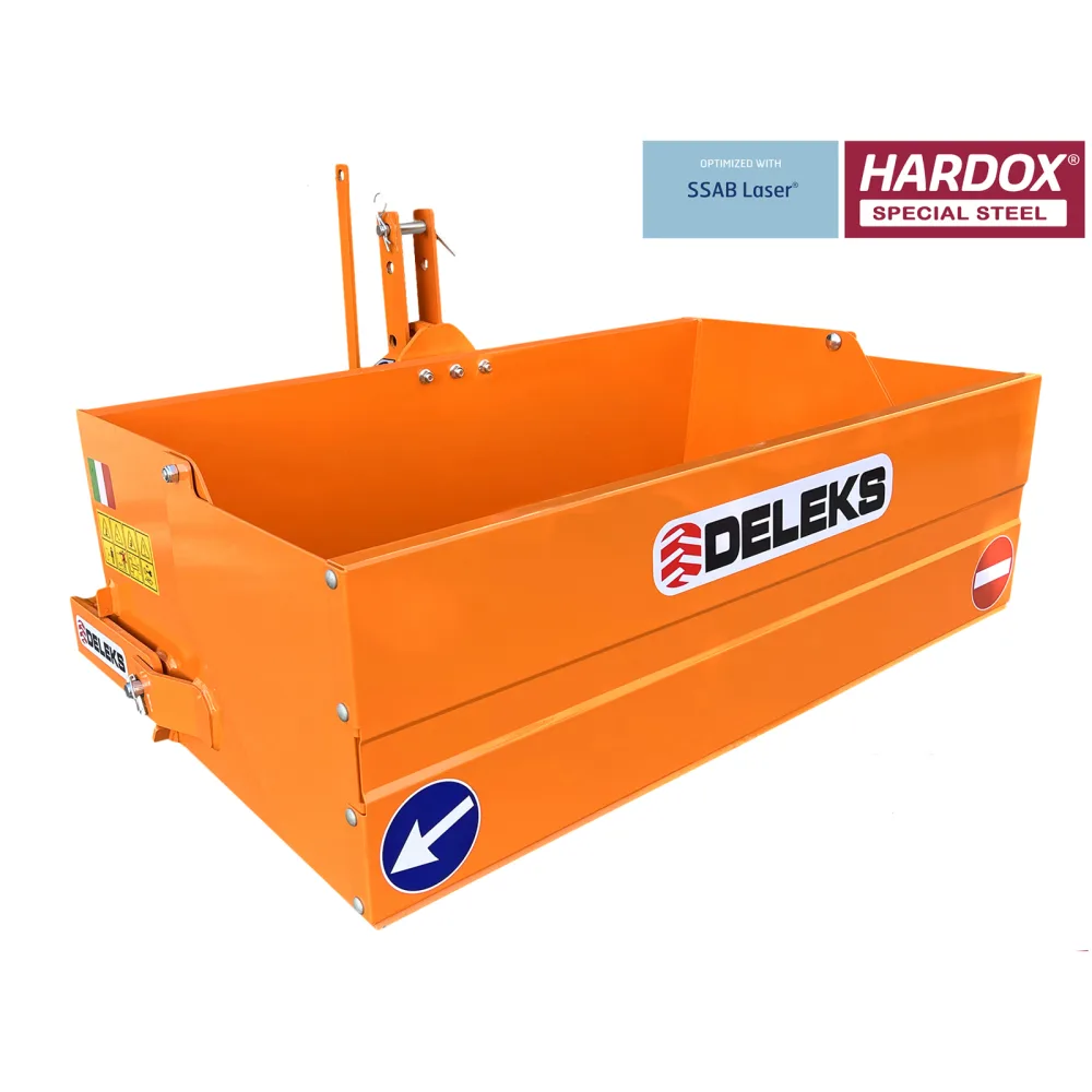 Transportni sanduk za traktor DELEKS BUCKET120 – 120 cm, ručno ili hidraulično istresanje