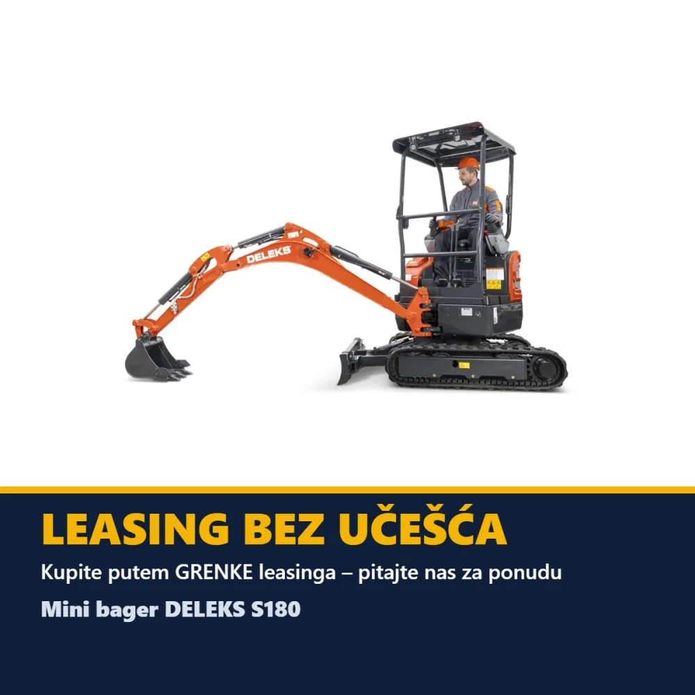 Mini bager DELEKS S180 – 1,8 t, dizelski motor Kubota, kompaktni stražnji dio (zero tail) — slika 4 od 15