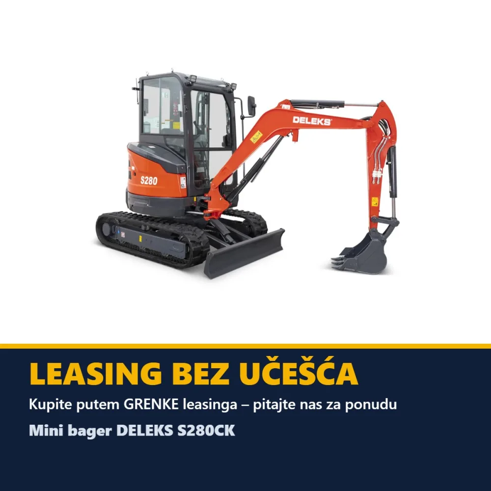 Mini bager DELEKS S280CK – 2,8 t, dizelski motor Kubota, kompaktni stražnji dio (zero tail), s kabinom — slika 4 od 15
