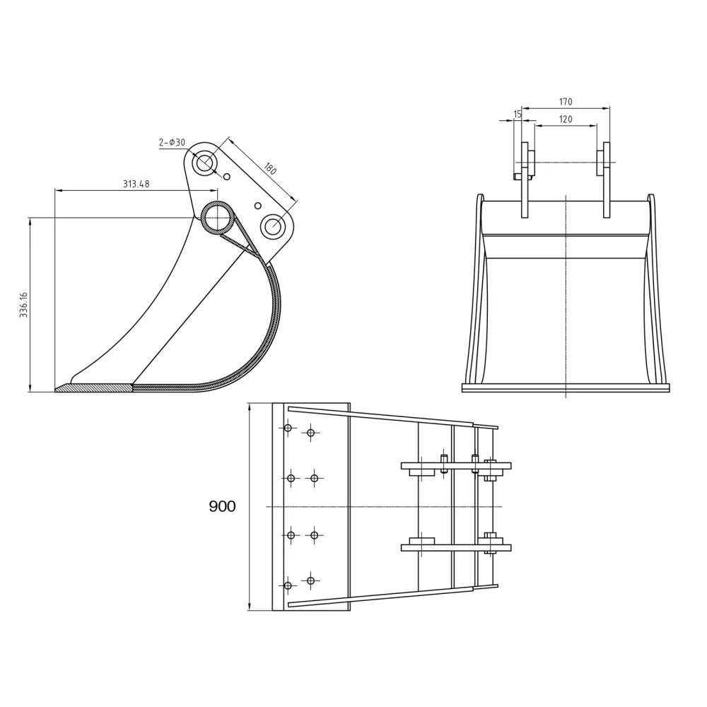 Žlica za mini bager DELEKS BHB900 – 90 cm — slika 2 od 2