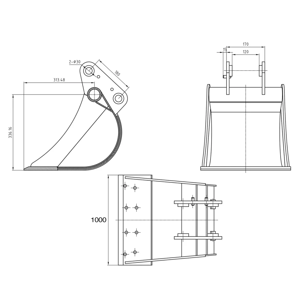 Žlica za mini bager DELEKS BHB1000 – 100 cm — slika 2 od 2