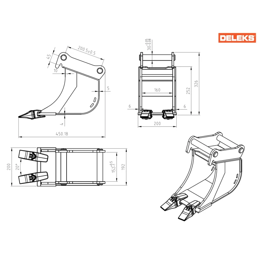 Žlica za mini bager DELEKS S100B200 – 20 cm — slika 5 od 15
