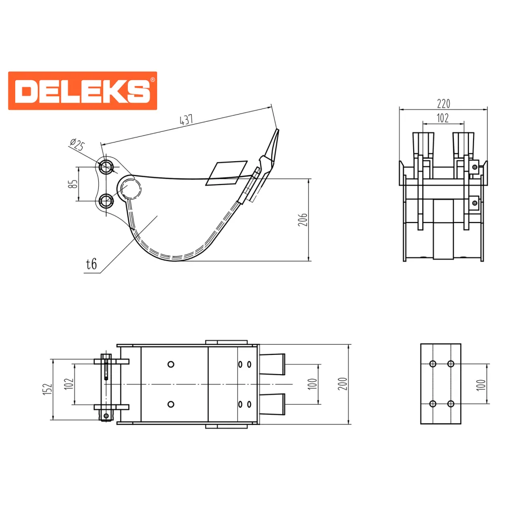 Žlica za mini bager DELEKS S100B200 – 20 cm — slika 2 od 15