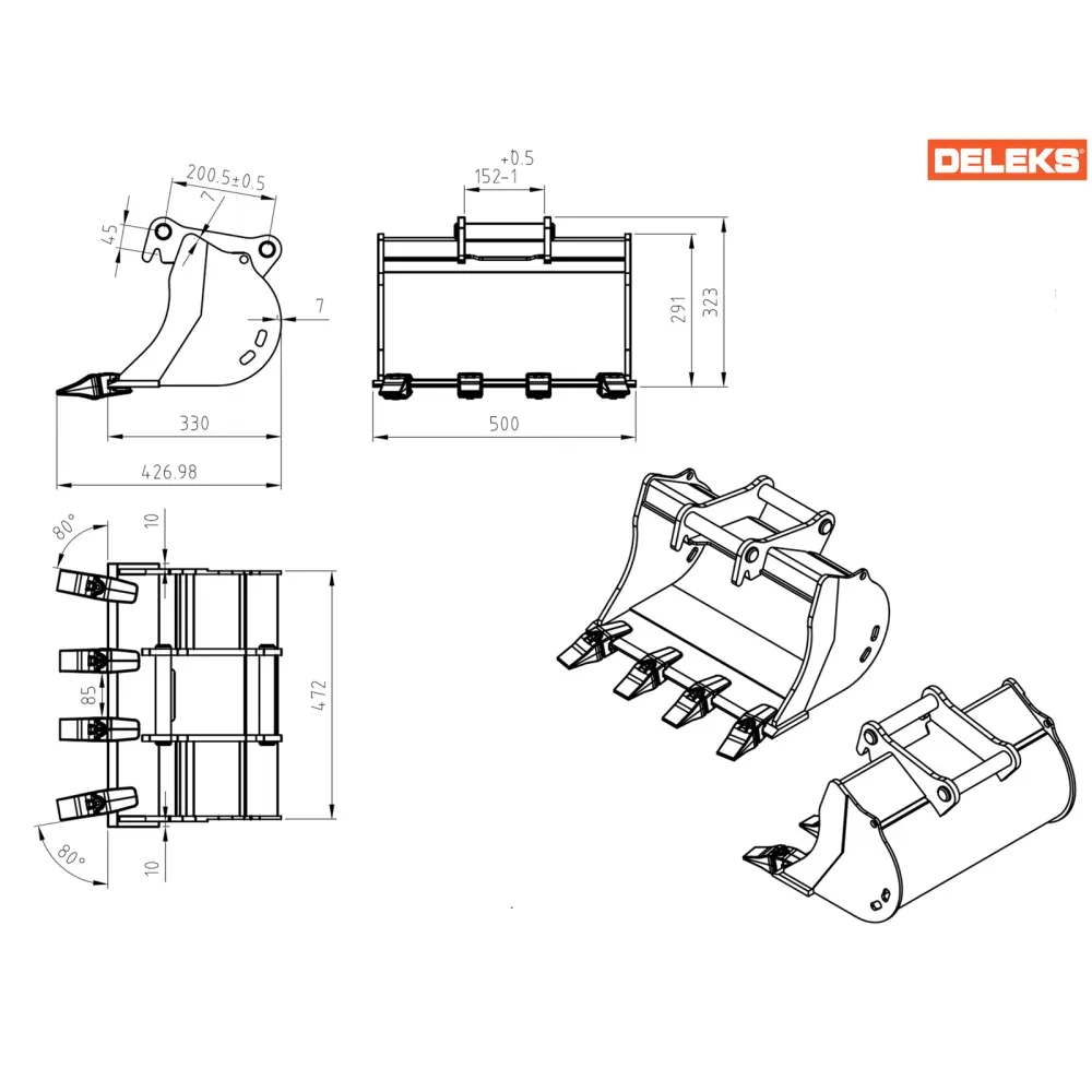 Žlica za mini bager DELEKS S100B500 – 50 cm — slika 4 od 13