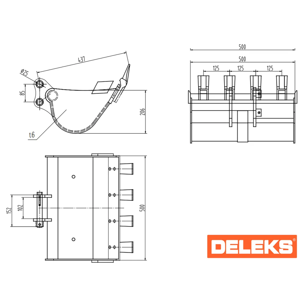 Žlica za mini bager DELEKS S100B500 – 50 cm — slika 2 od 13