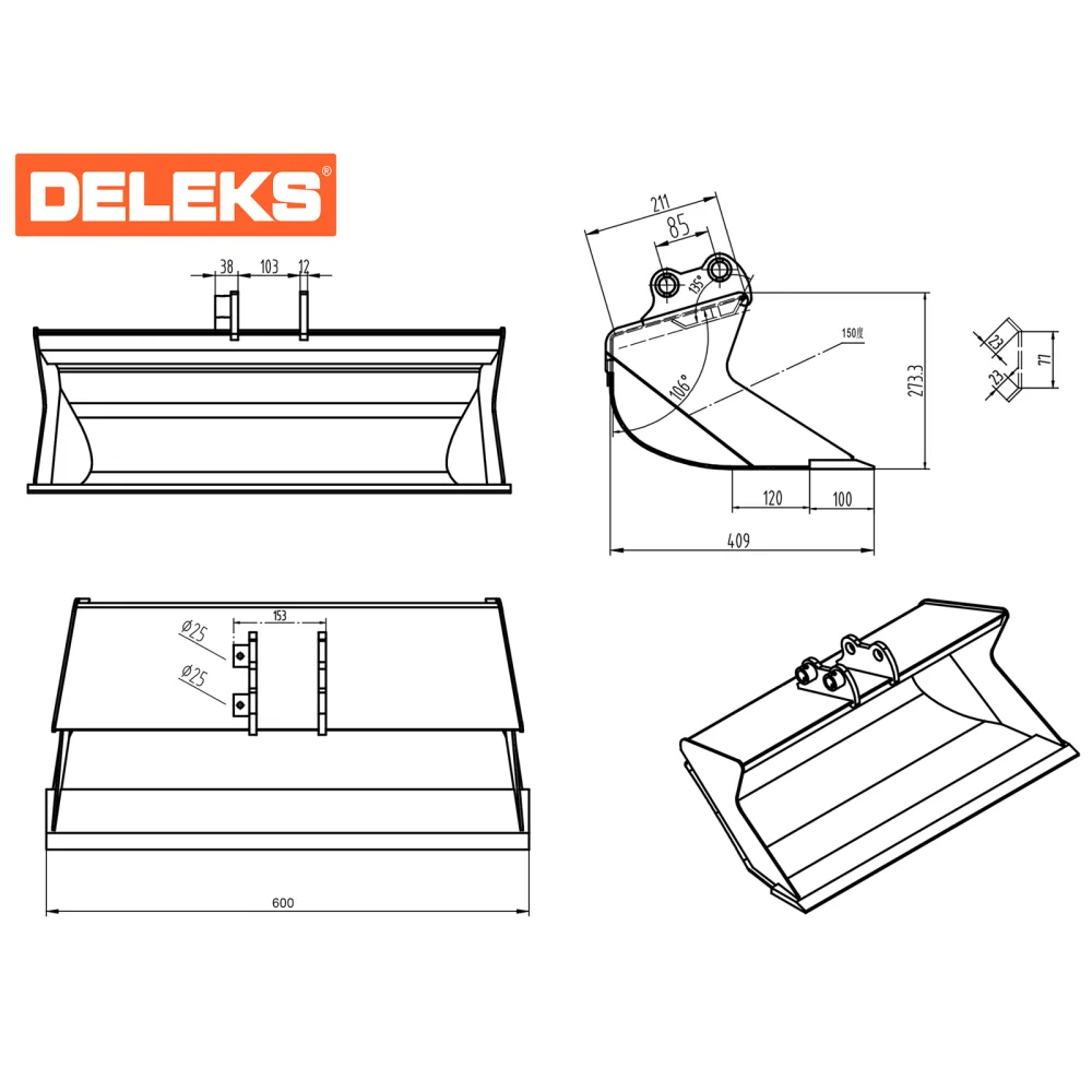 Žlica za mini bager DELEKS S100B600 – 60 cm — slika 2 od 10