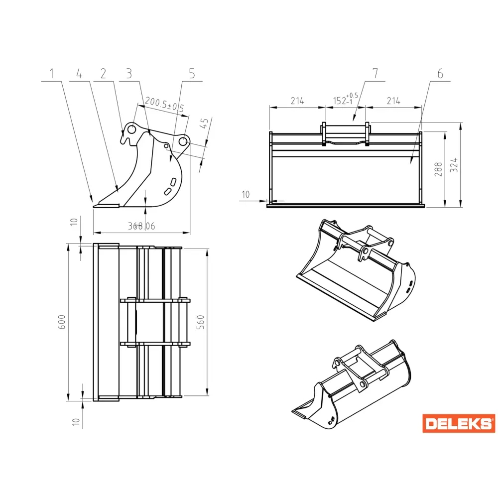 Žlica za mini bager DELEKS S100B600 – 60 cm — slika 4 od 10