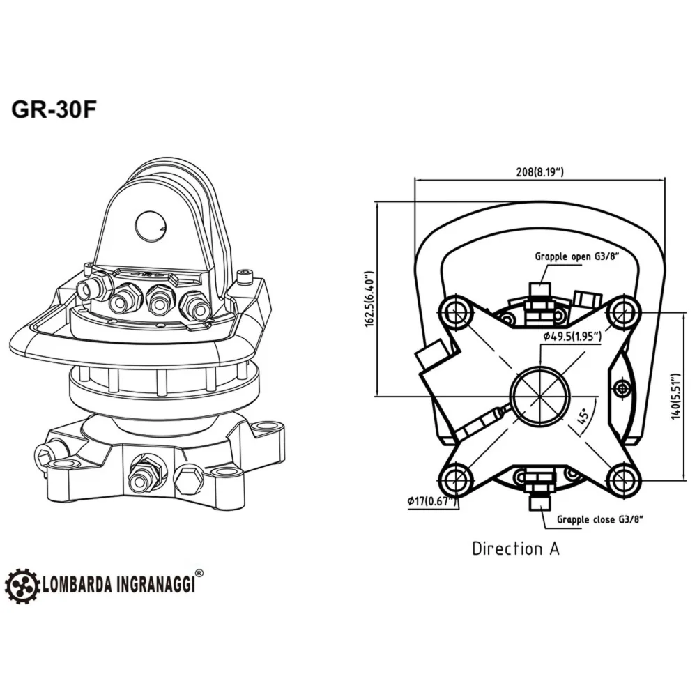 Hidraulični rotator Lombarda Ingranaggi DELEKS GR30, GR30F i GR30FF — slika 15 od 15