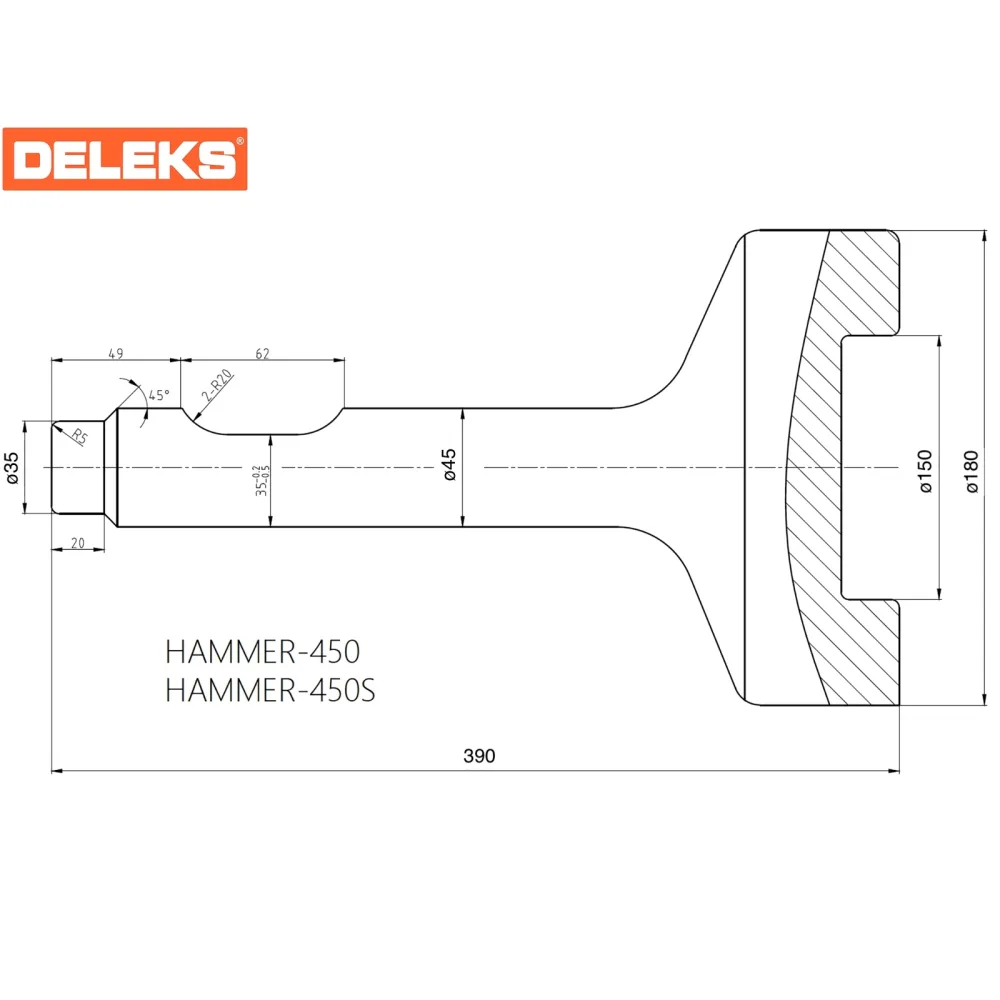Nastavak za zabijanje stupova za hidraulični čekić DELEKS HAMMERBATTIPALO45 — slika 2 od 2