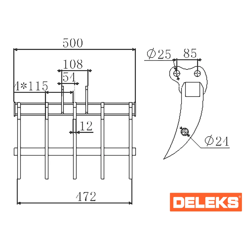 Grablje za mini bager DELEKS M60RAKE (za M60) — slika 2 od 7