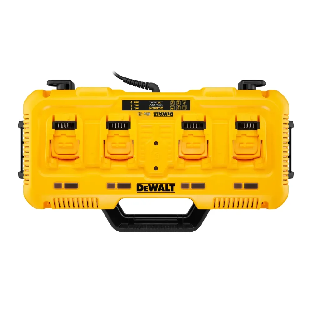 DeWalt punjač s 4 utora DCB104 XR i FLEXVOLT — 10,8–54 V, 8 A po utoru