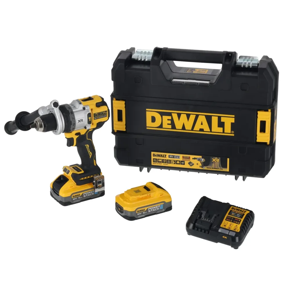 DeWalt aku udarna bušilica-odvijač DCD1007H2T 18 V XR — 169 Nm, 2 × 5,0 Ah POWERSTACK, TSTAK