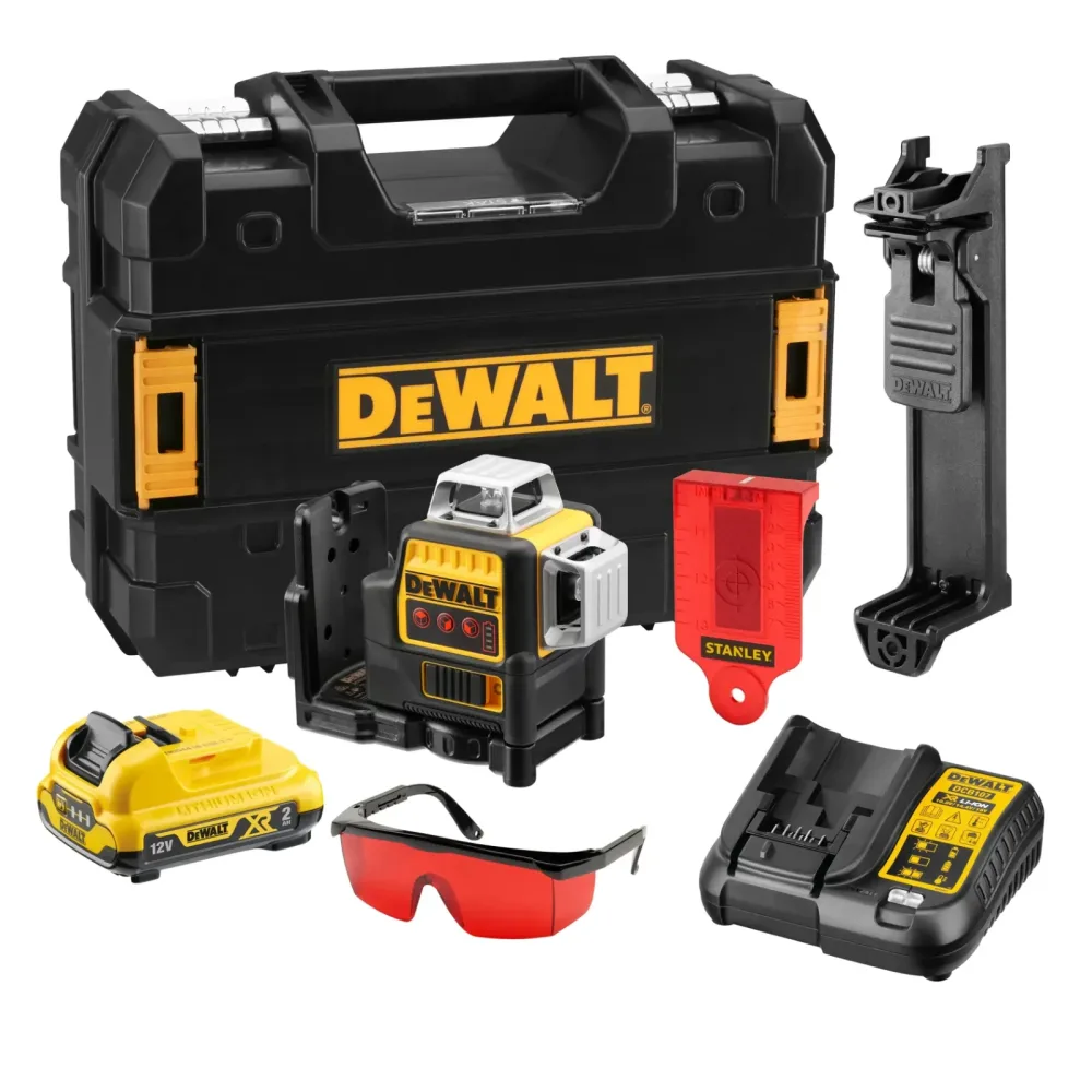 DeWalt aku linijski laser DCE089D1R 3 × 360° 12 V XR — crveni, 30 m, 1 × 2,0 Ah