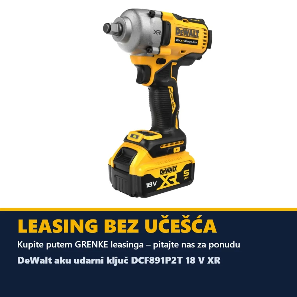 DeWalt aku udarni ključ DCF891P2T 18 V XR — 1/2", 812 Nm, 2 × 5,0 Ah, TSTAK — slika 7 od 7
