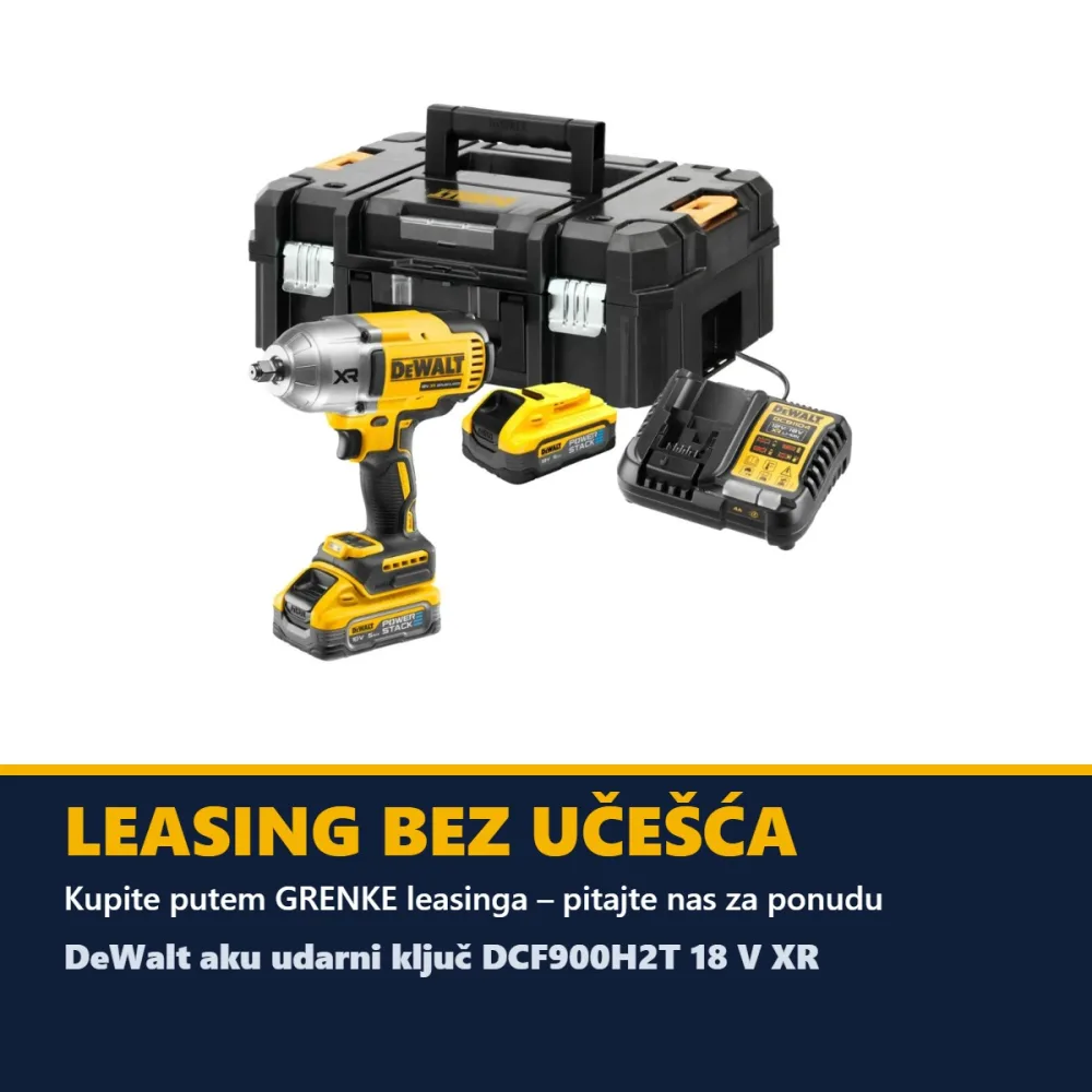 DeWalt aku udarni ključ DCF900H2T 18 V XR — 1/2", 1898 Nm, 2 × 5,0 Ah POWERSTACK, TSTAK — slika 7 od 7