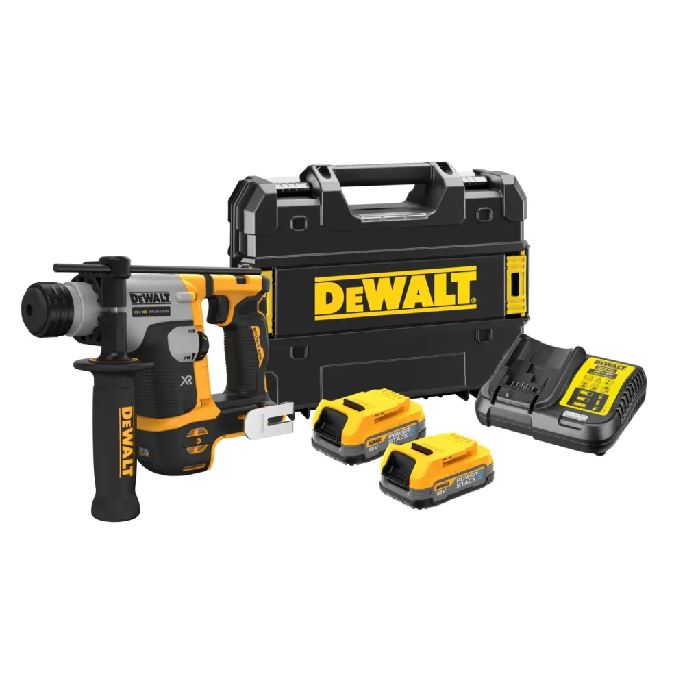 DeWalt aku čekić SDS-plus DCH172E2T 18 V XR — 1,4 J, 16 mm, 2 × 1,7 Ah POWERSTACK, TSTAK
