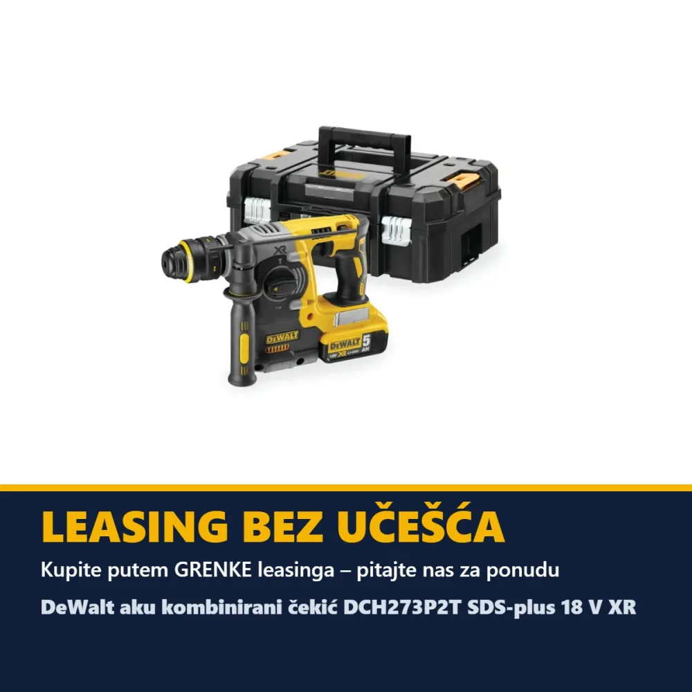 DeWalt aku kombinirani čekić DCH273P2T SDS-plus 18 V XR — 2,1 J, 2 × 5,0 Ah, TSTAK — slika 3 od 3