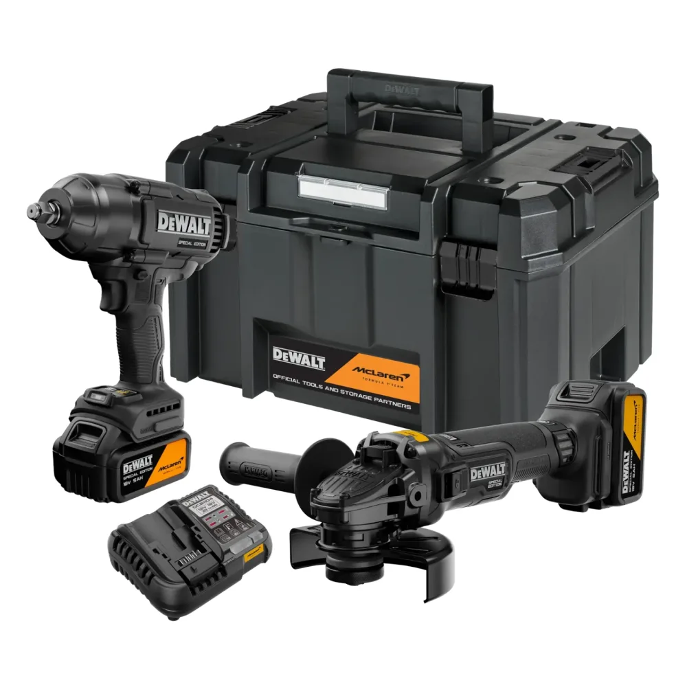 DeWalt McLaren komplet aku alata DCK2225MP2T 18 V XR — DCF99M + DCG45M, 2 × 5,0 Ah, TSTAK