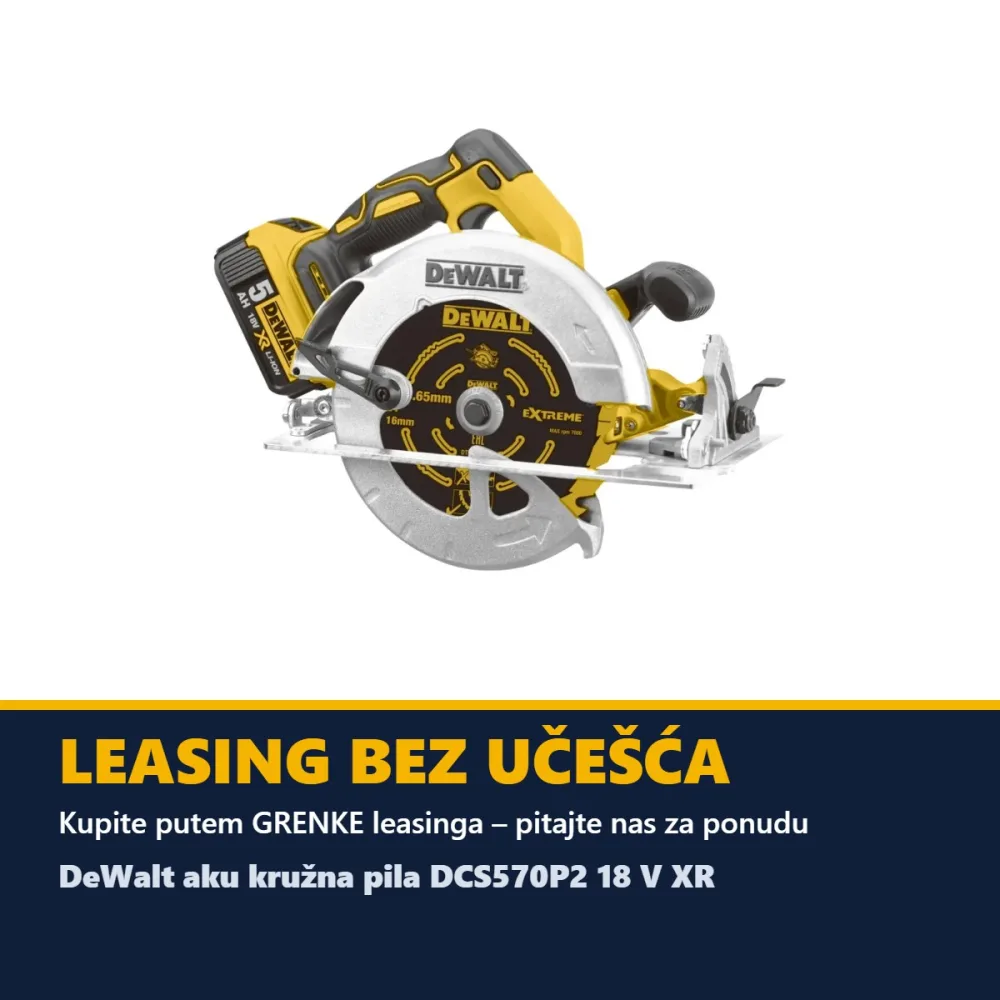 DeWalt aku kružna pila DCS570P2 18 V XR — 184 mm, 2 × 5,0 Ah, TSTAK — slika 4 od 4