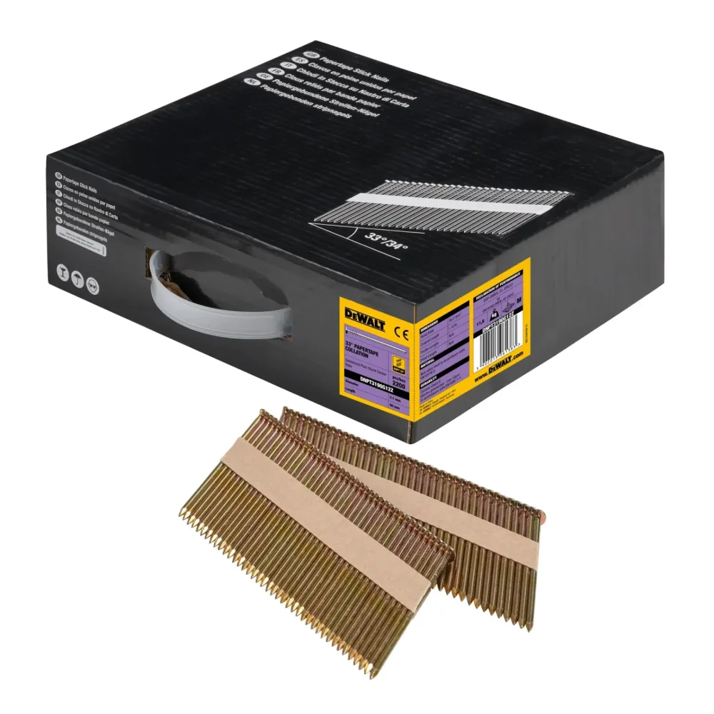 DeWalt čavli u traci 34° DNPT3190G12Z s glatkim tijelom — 3,1 × 90 mm, 2200 kom
