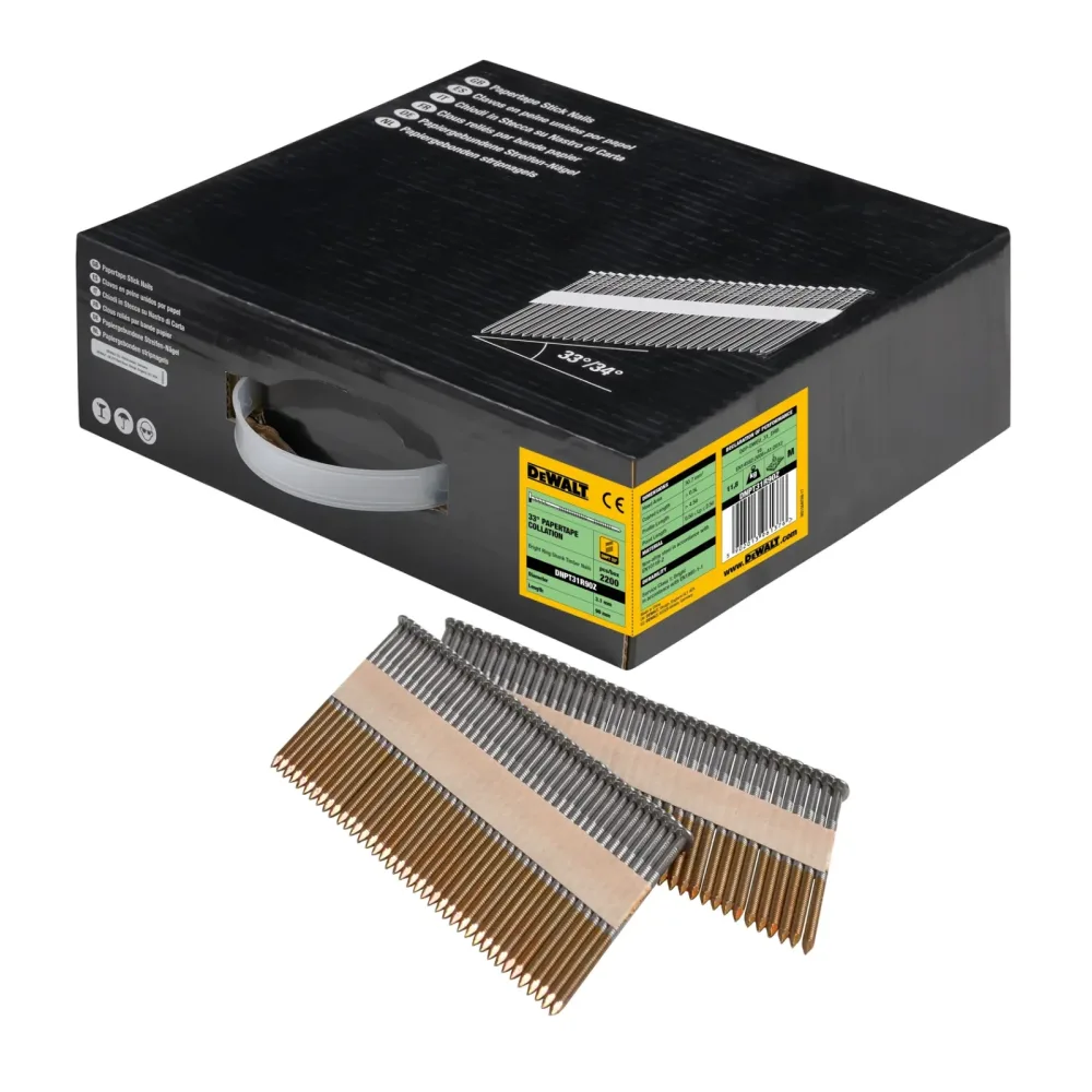 DeWalt čavli u traci 34° DNPT31R90Z s rebrastim tijelom — 3,1 × 90 mm, 2200 kom
