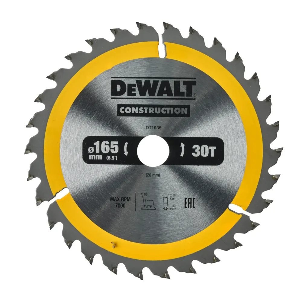 DeWalt list kružne pile DT1935 Construction — 165 × 20 mm, 30 zuba