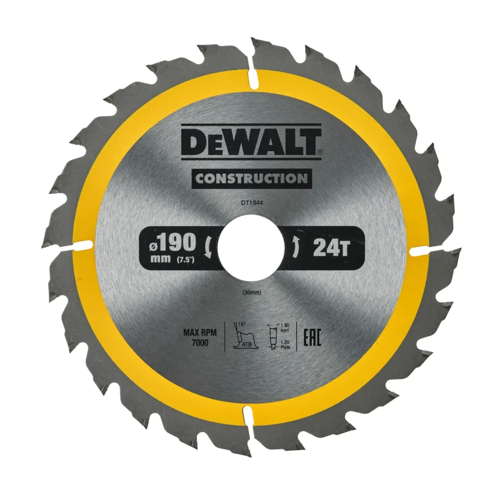 DeWalt list kružne pile DT1944 Construction — 190 × 30 mm, 24 zuba