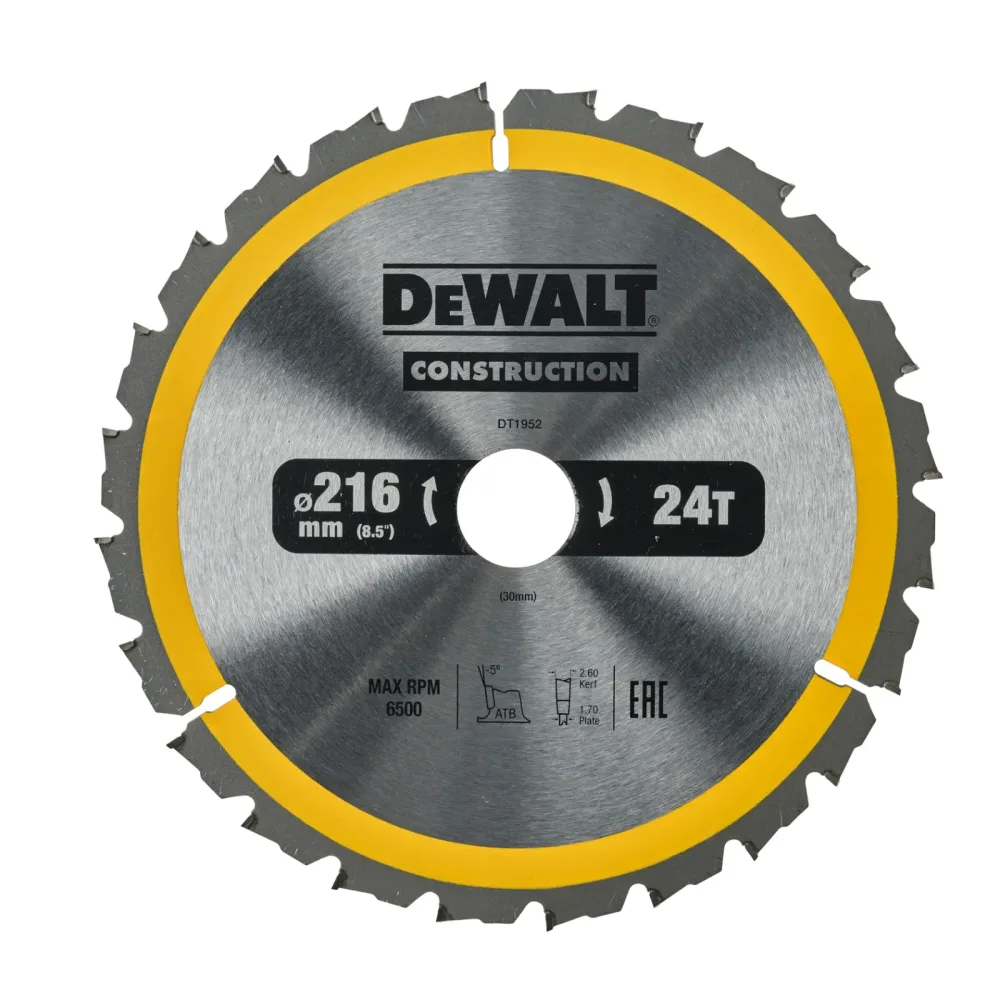 DeWalt list kružne pile DT1952 Construction — 216 × 30 mm, 24 zuba