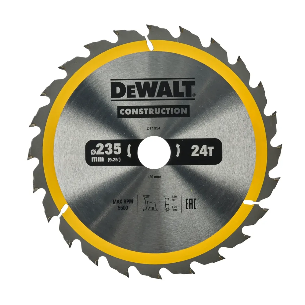 DeWalt list kružne pile DT1954 Construction — 235 × 30 mm, 24 zuba