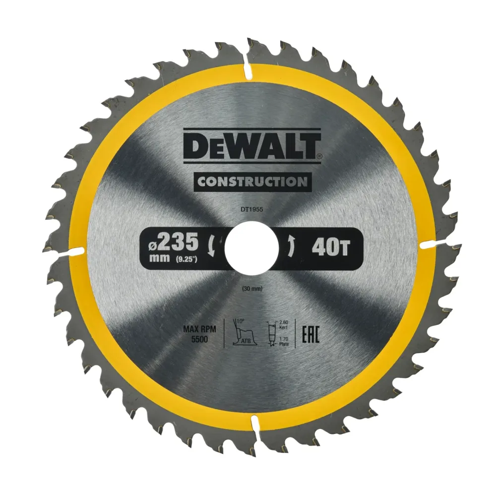 DeWalt list kružne pile DT1955 Construction — 235 × 30 mm, 40 zuba