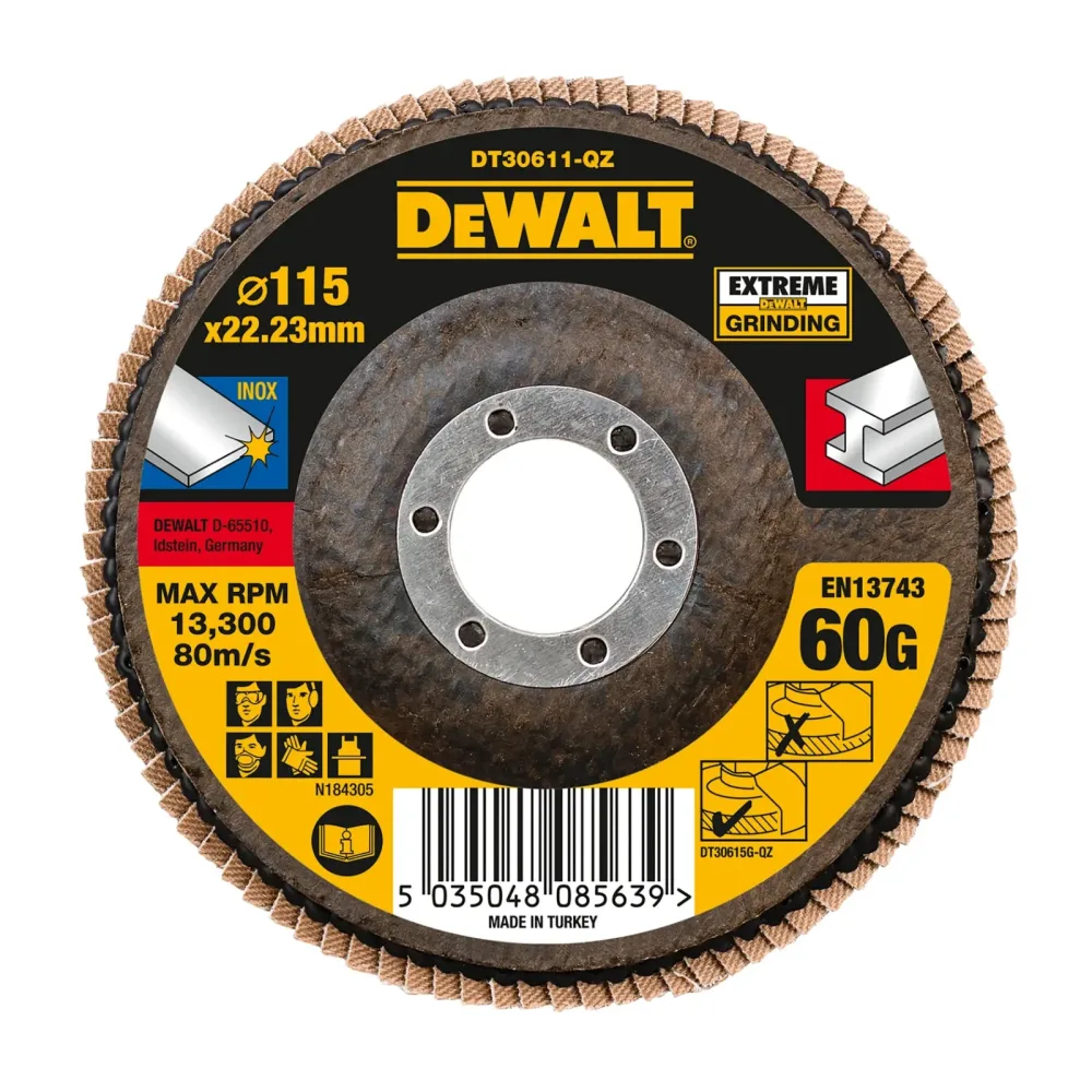 DeWalt lamelna brusna ploča DT30611 EXTREME — 115 mm, granulacija 60, ravna