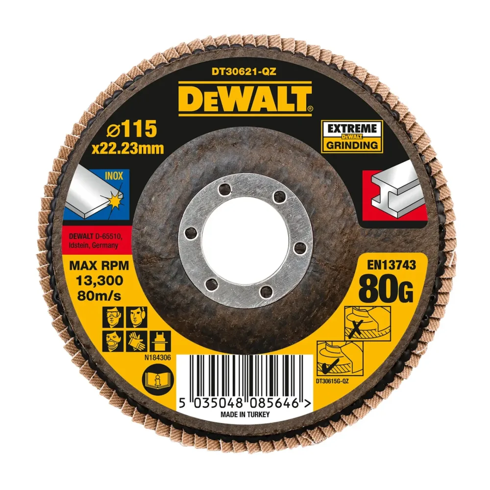 DeWalt lamelna brusna ploča DT30621 EXTREME — 115 mm, granulacija 80, ravna